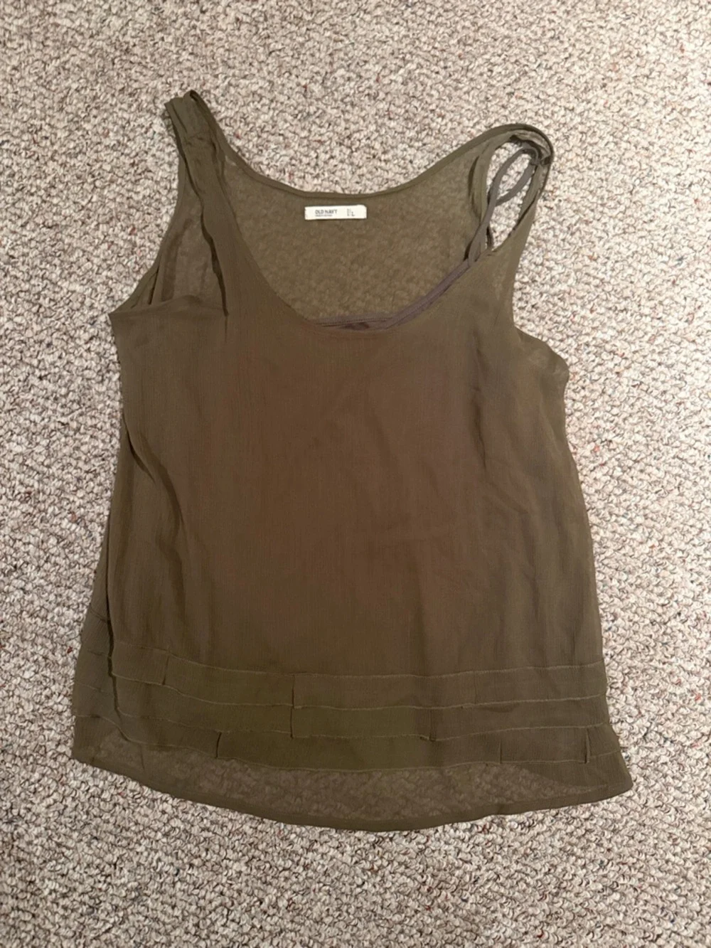 Old Navy Olive Layered-Hem Scoop Tank Top - Picture 1 of 6